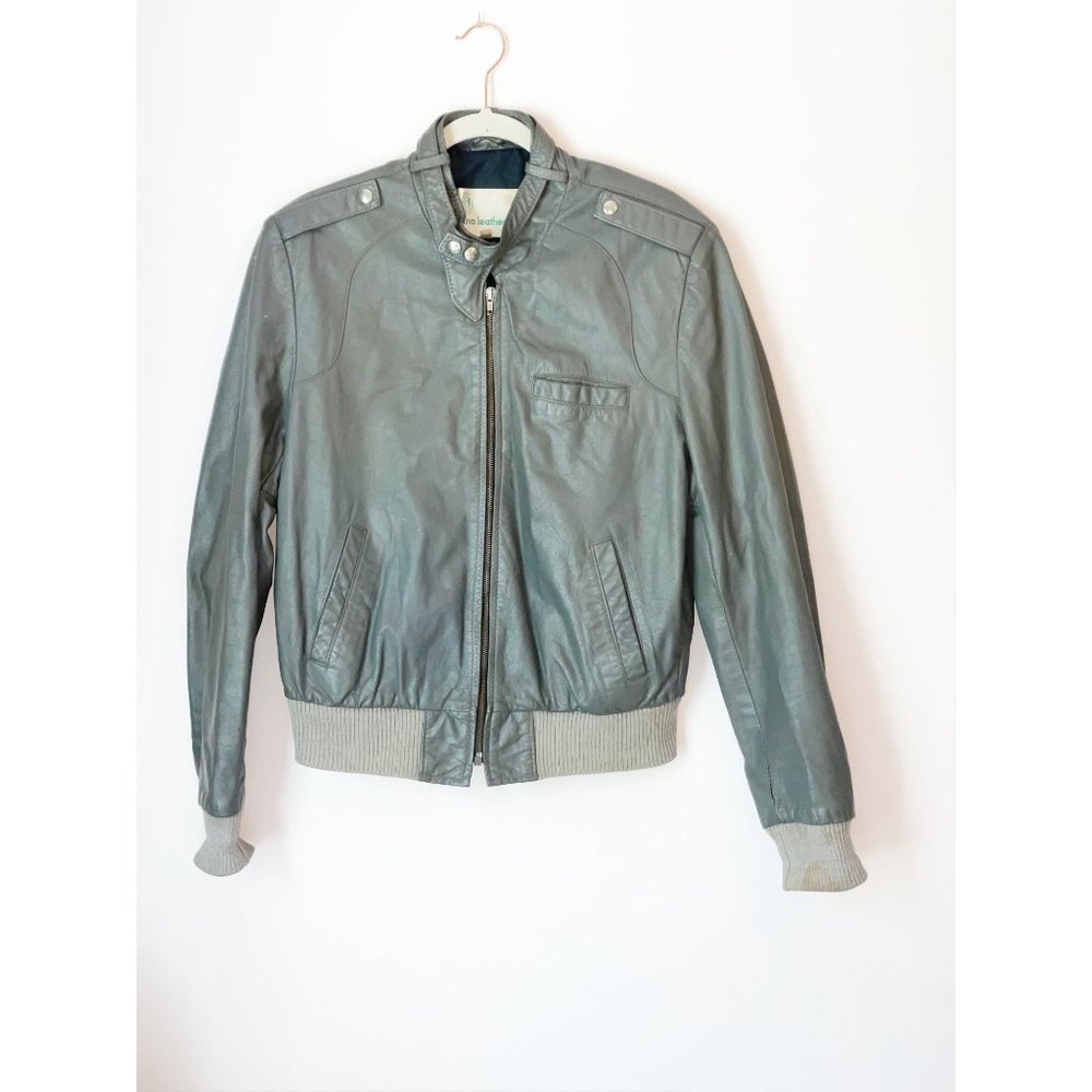 Vintage Leather Bomber Jacket Large euc